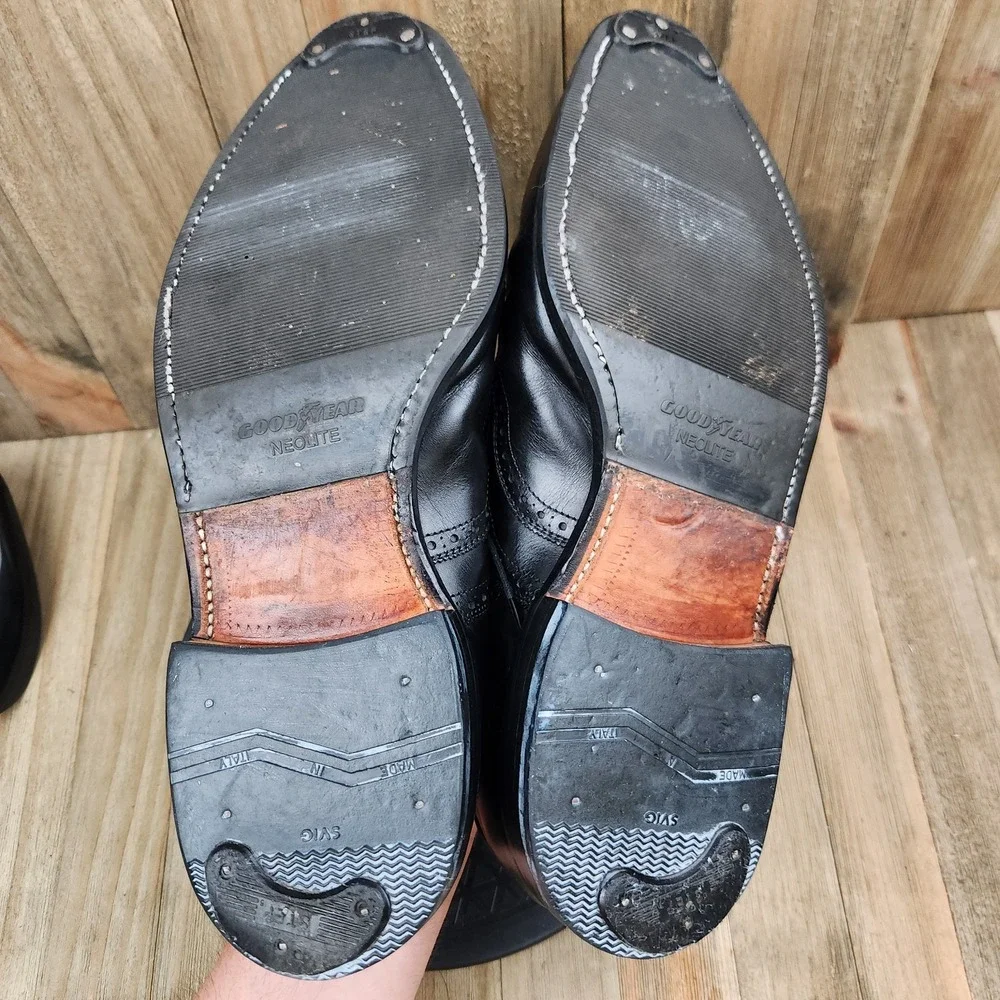 Allen Edmonds Chester Men's Size 9.5 Black Leather Brogue Oxfords‎ Shoes